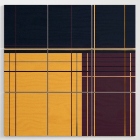 Abstract graphic I Dark blue Purple Yellow Wood Wall Art by Blerta