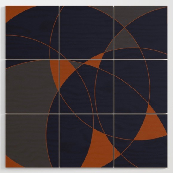 Navy and Rust III Wood Wall Art by Blerta